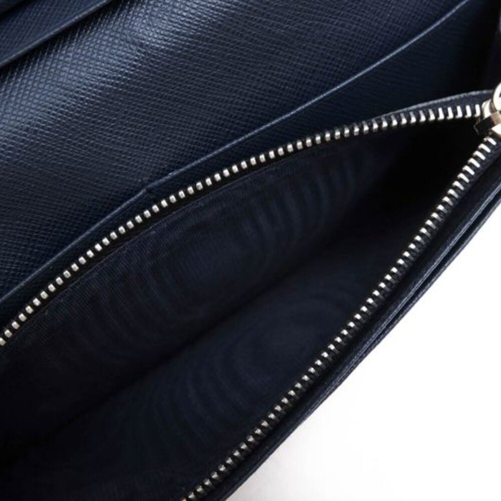 Prada Long Wallet Men Leather Navy Blue 2 Mv836 Portafverticale - Picture 8 of 8